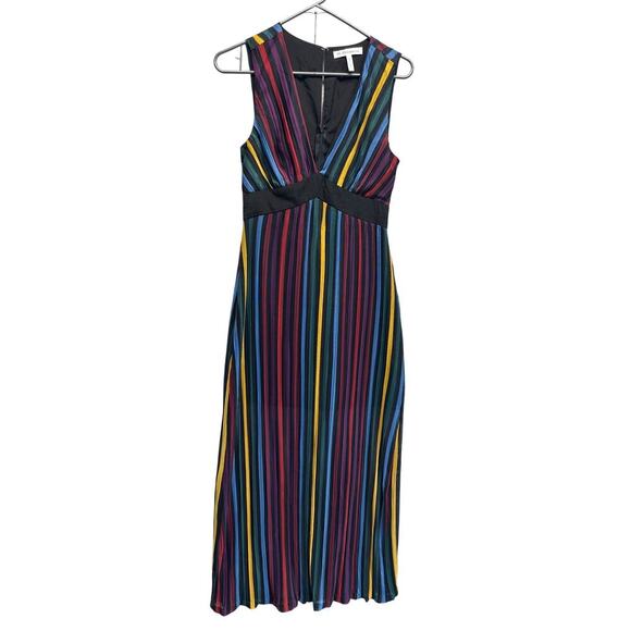 BCBGenerations Babydoll Vertical Stripe Maxi Dress 2 Tall Festival Rave Coquette - Picture 1 of 14